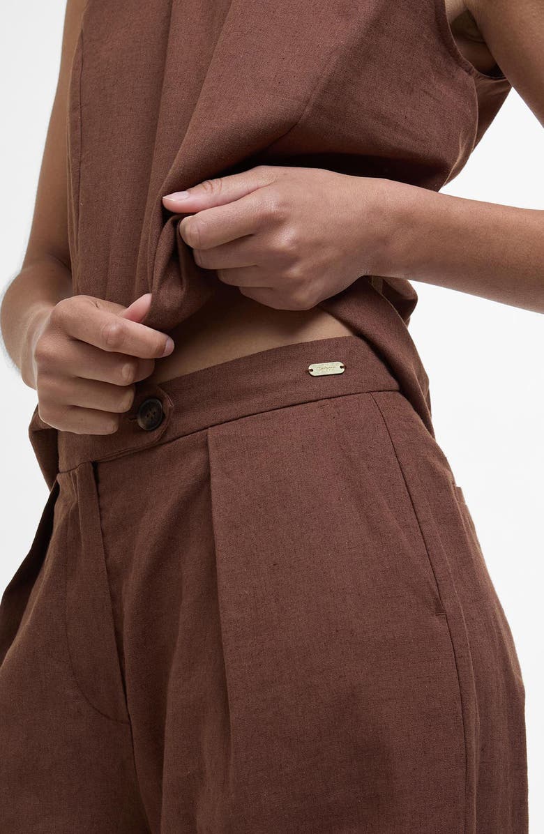 Barbour Lucy Pleated High Waist Cotton & Linen Pants, Alternate, color,