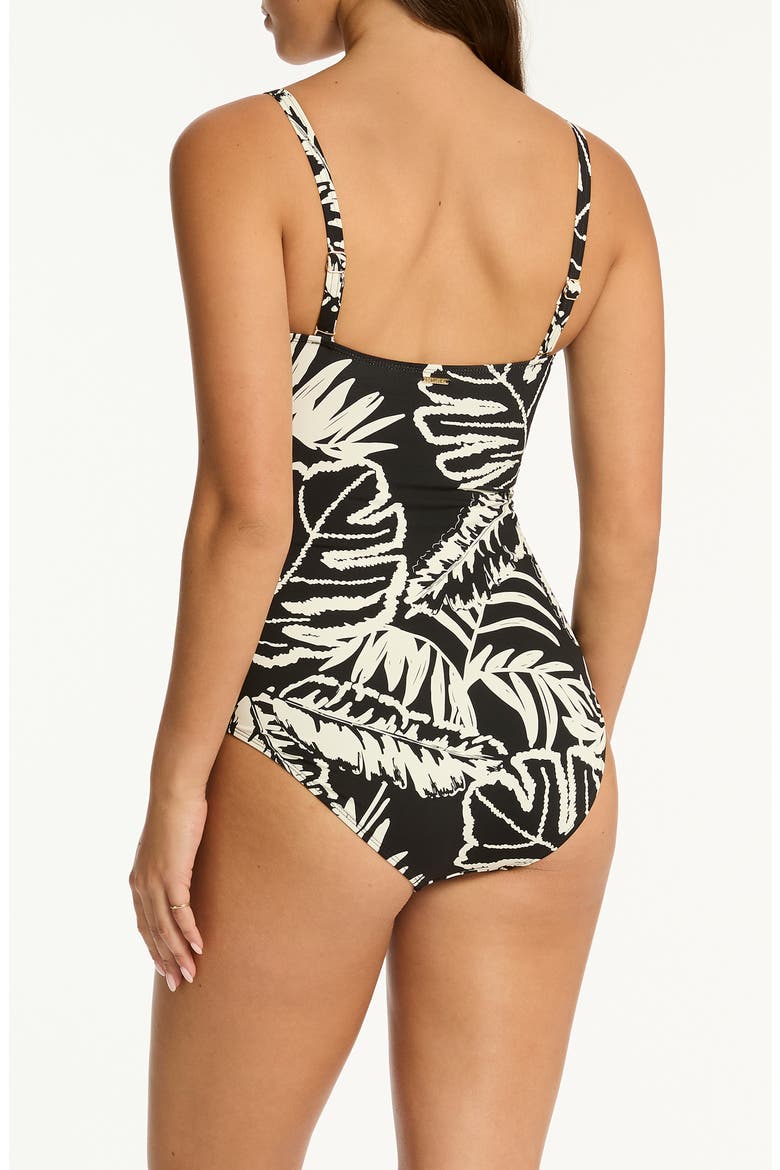 Jungle Book Twist Bandeau One-Piece Swimsuit, Alternate, color, BLACK