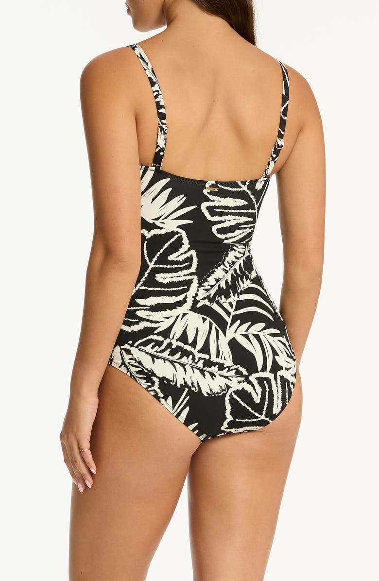Sea Level Jungle Book Twist Bandeau One-Piece Swimsuit, Alternate, color, Black