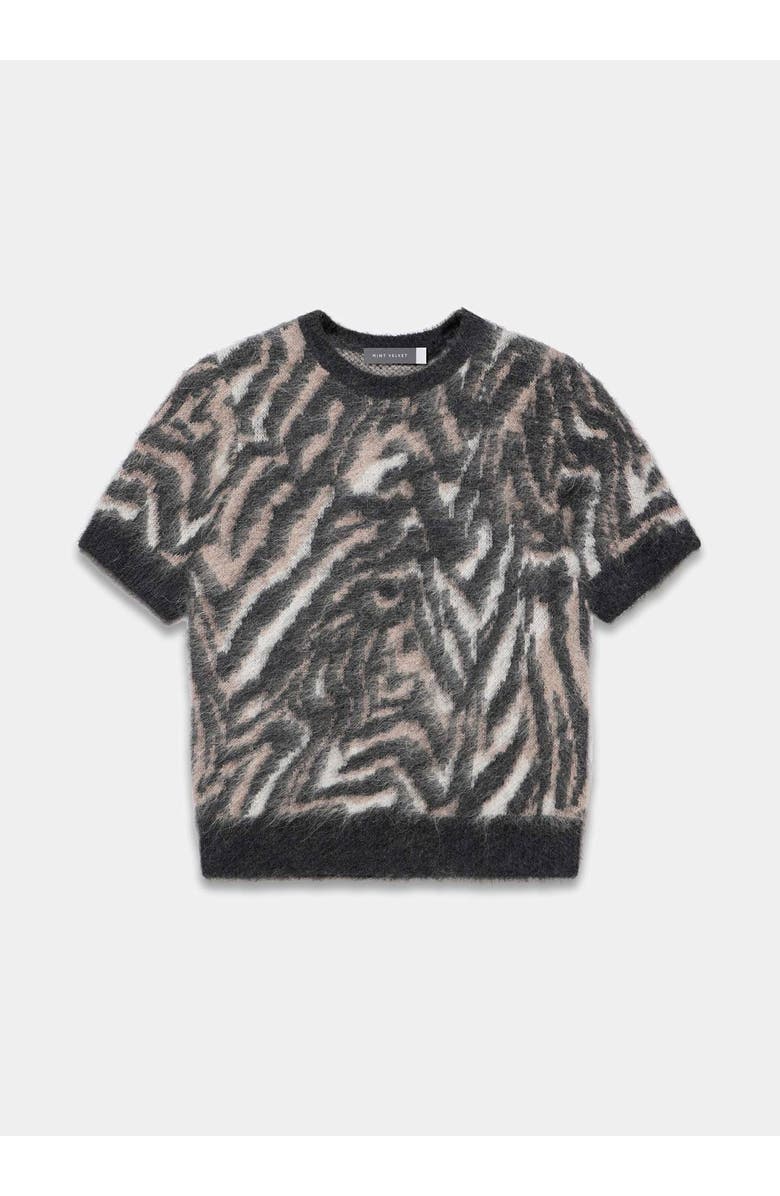 MINT VELVET Zebra Knit Top, Alternate, color, Neutral