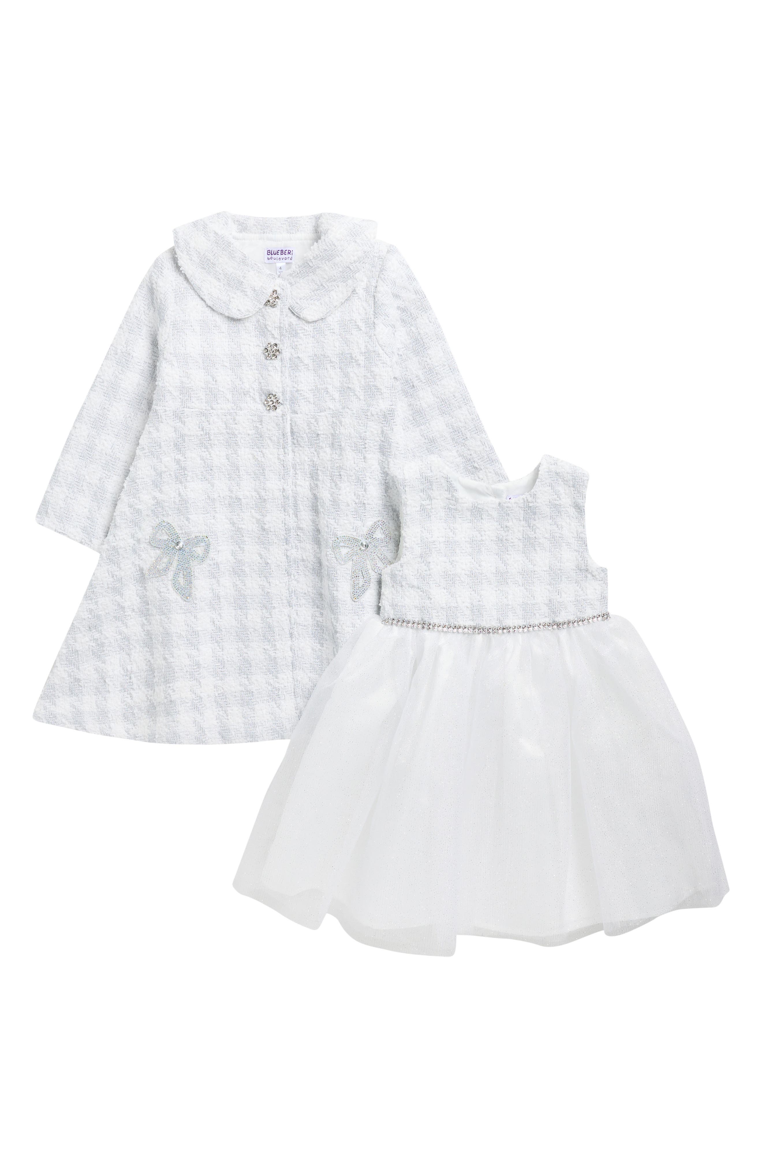 BLUEBERRY Kids' Bouclé Coat & Dress Set