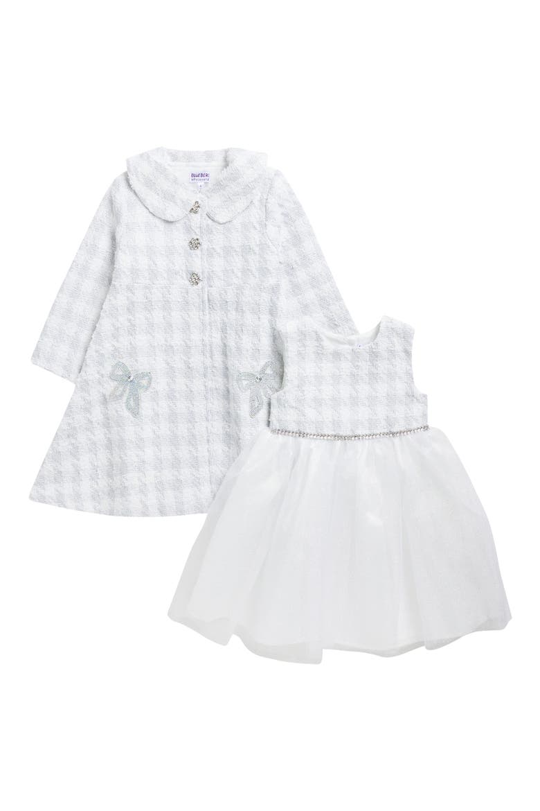 Kids' Bouclé Coat & Dress Set, Main, color, GRAY / WHITE
