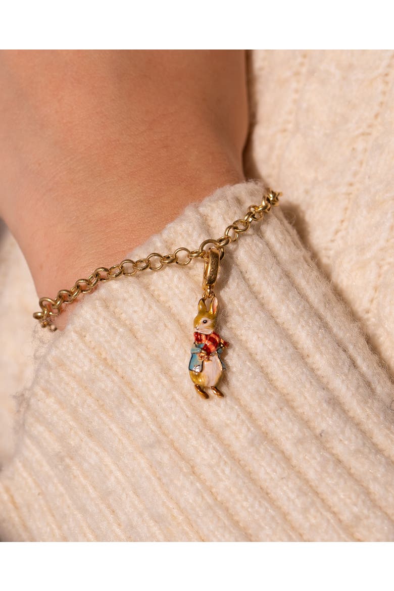 x Peter Rabbit with Scarf Bracelet, Alternate, color, Gold
