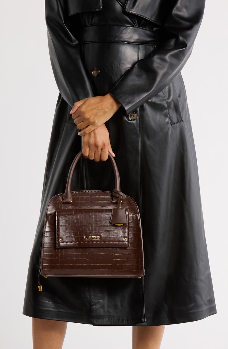 Steve Madden Donegal Satchel, Alternate, color, Chocolate Croco