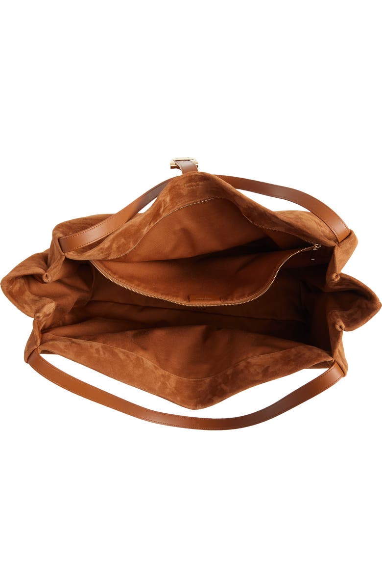 FERRAGAMO Large Lily Suede Tote, Alternate, color, Natural Resort