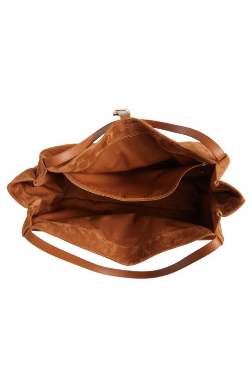 Ferragamo Large Lily Suede Tote In Brown