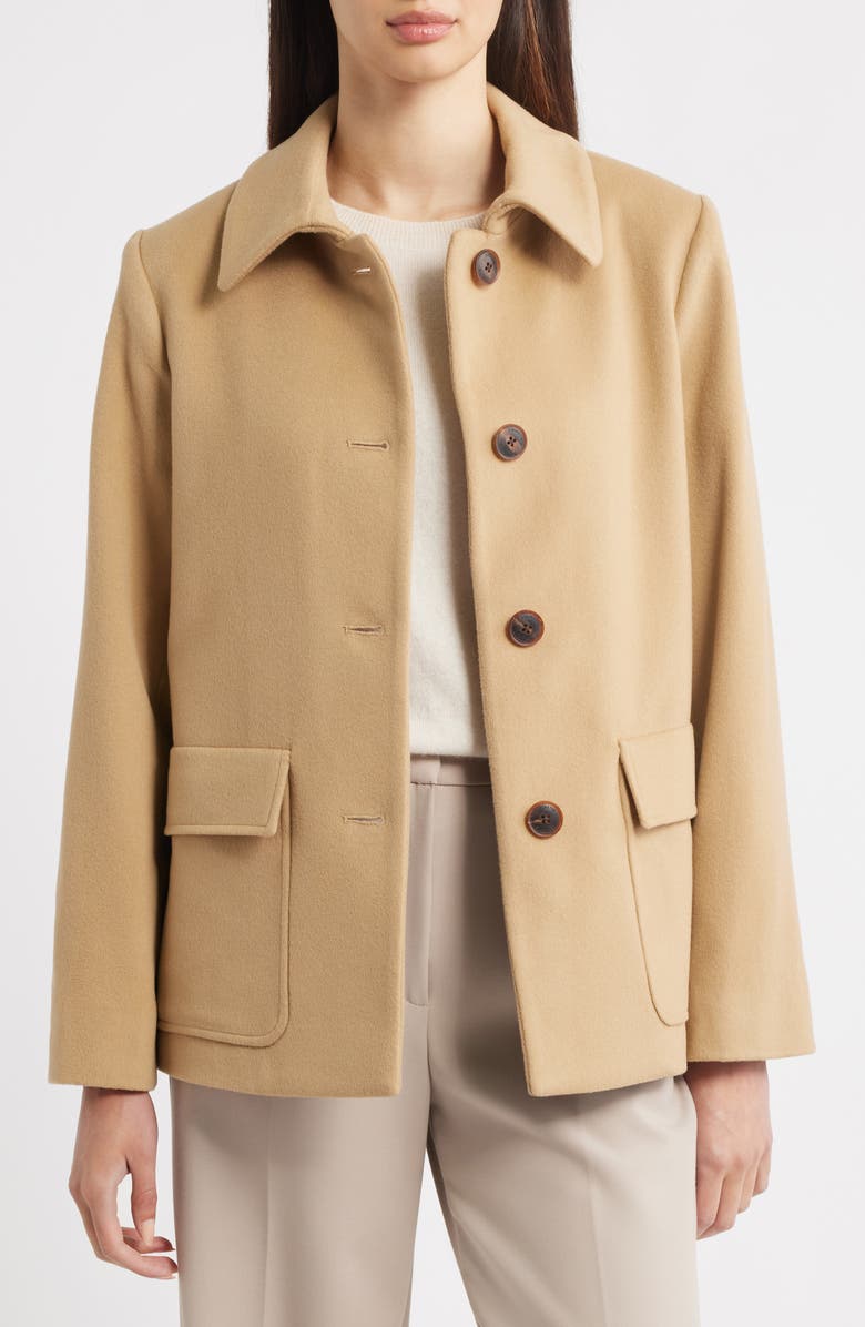 Fleurette Dylan Wool Barn Jacket, Alternate, color, Camel