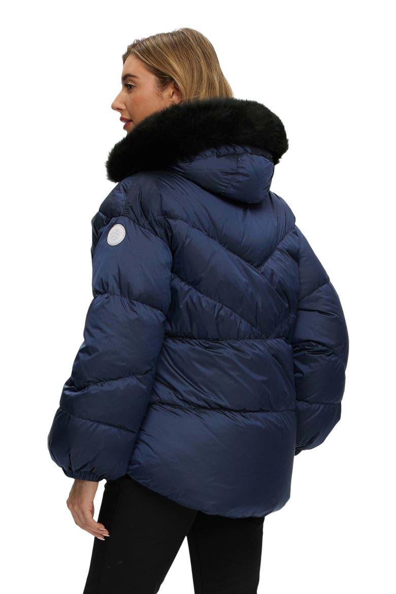 Apres-Ski High-Low Jacket With Toscana Detachable Trim, Alternate, color, OCEAN BLUE/BLACK
