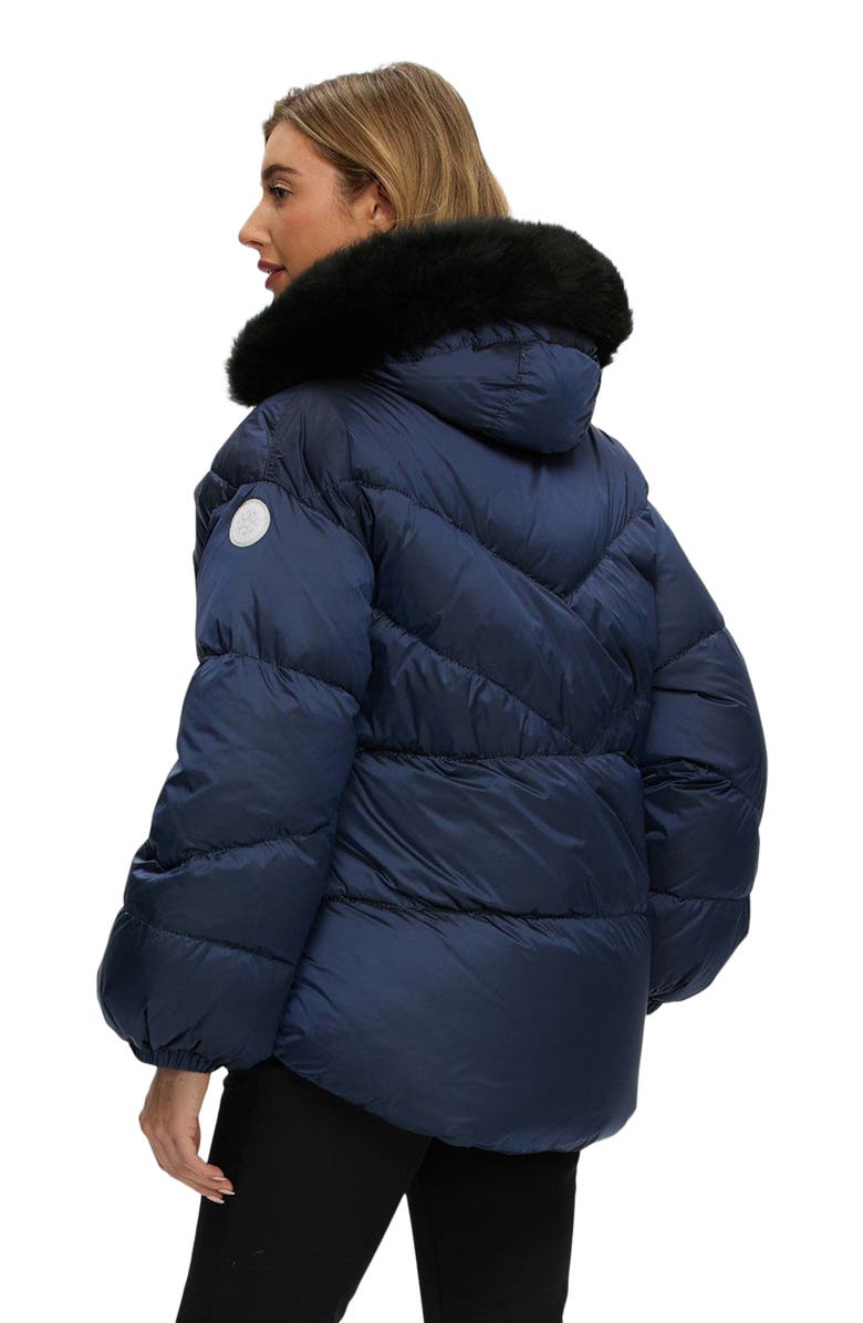 GORSKI Apres-Ski High-Low Jacket With Toscana Detachable Trim, Alternate, color, Ocean Blue/Black