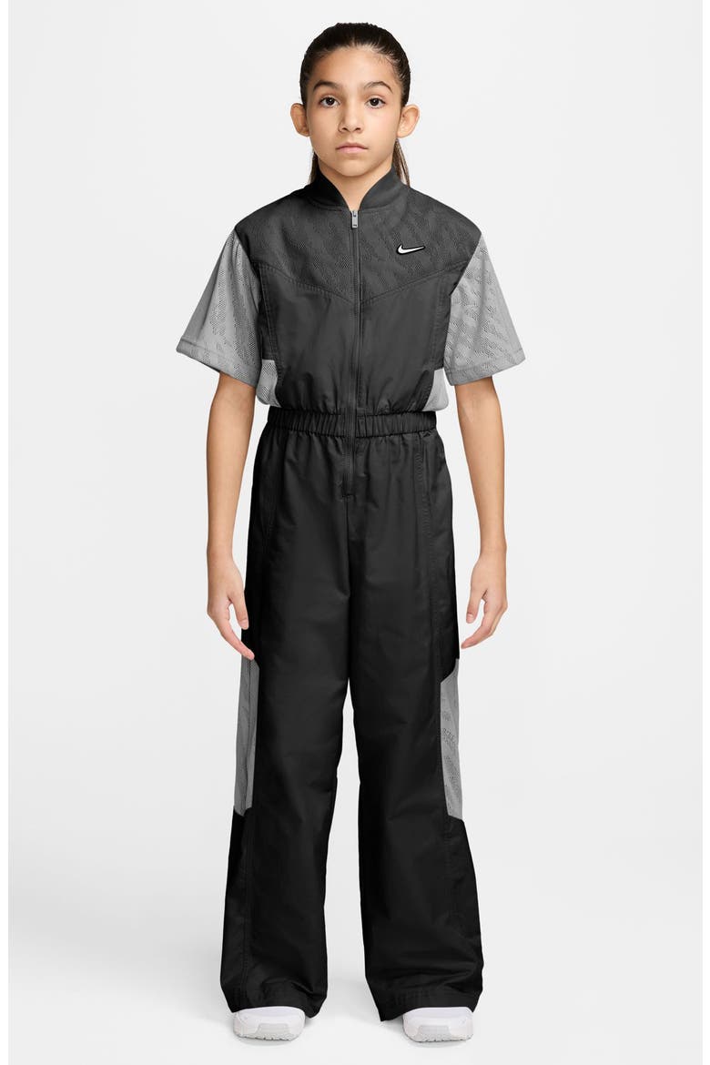 Kids' Sportswear Woven Jumpsuit, Main, color, 010 BLACK
