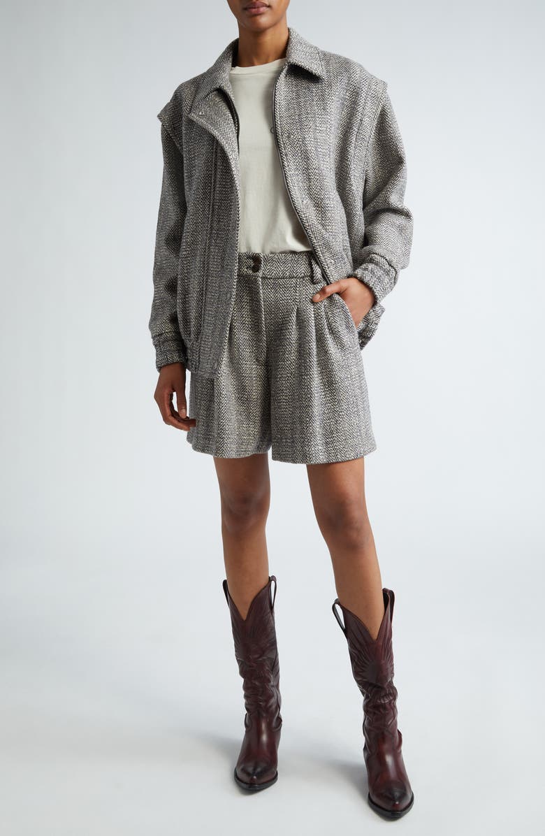 Golden Goose Journey Wool Blend Herringbone Bomber Jacket, Alternate, color, Midnight/ Ecru