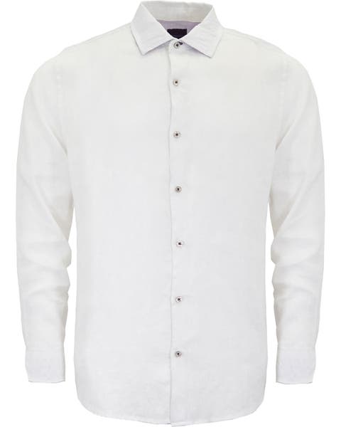 Uomo Solid Long Sleeve Fine Linen Shirt