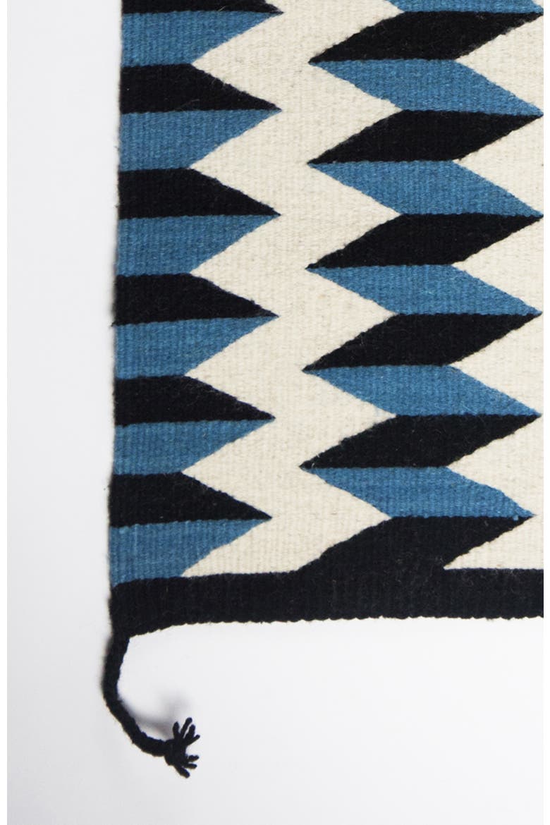 Teo Blue and Black Handwoven Flatweave Wool Rug, Alternate, color, Blue
