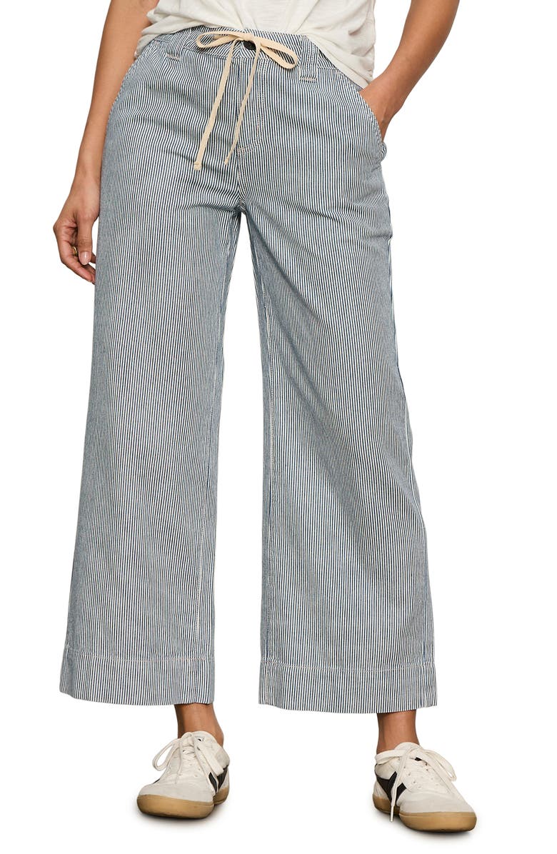 Sanctuary Lily Stripe Crop Pants, Main, color, Yacht Black/ Stripe