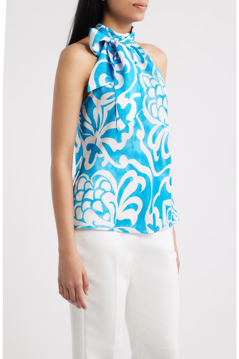 Pleated Mock Neck Top, Alternate, color, BLUE JEWEL