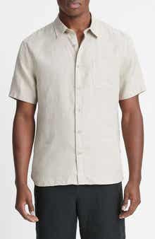 Vince Classic Fit Short Sleeve Linen Shirt