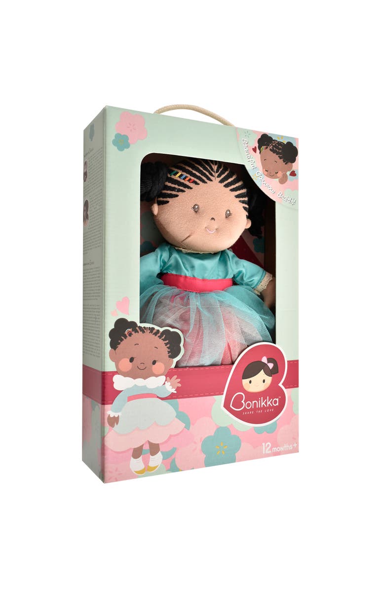 Bonikka Tikiri Toys Kessie Fabric Baby Doll with Dark Skin & Hair 6 Months+, Alternate, color, Multicolored