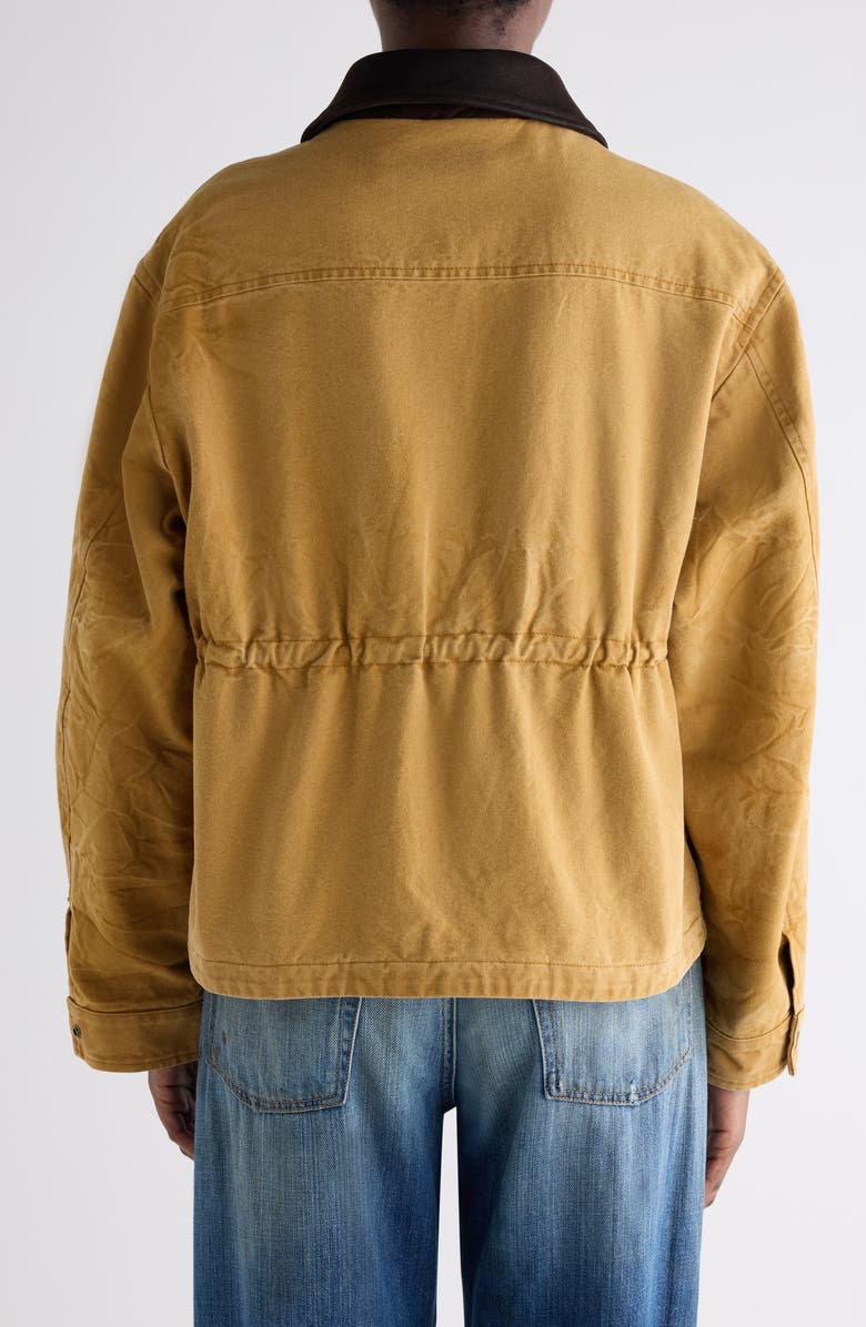 Acne Studios Canvas Work Jacket with Leather Collar, Alternate, color, Rust Brown