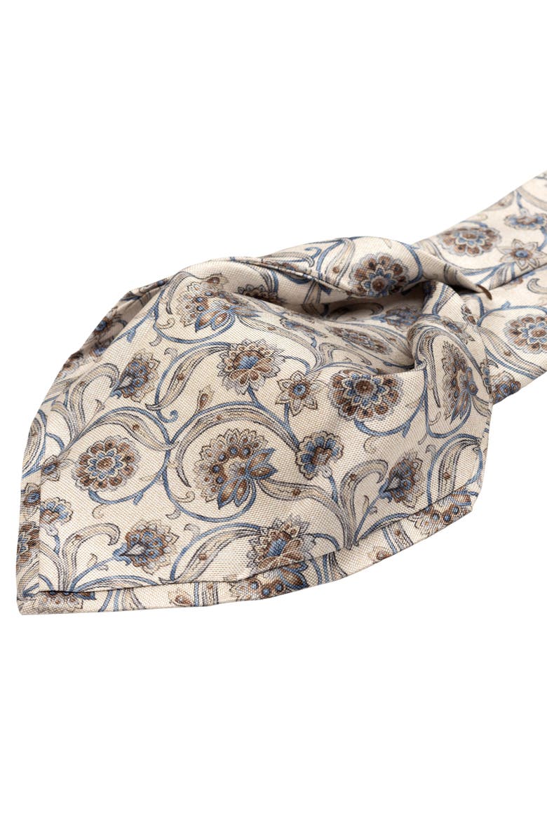 Elizabetta Niccolò - Extra Long Printed Silk Tie for Men, Alternate, color, Cream