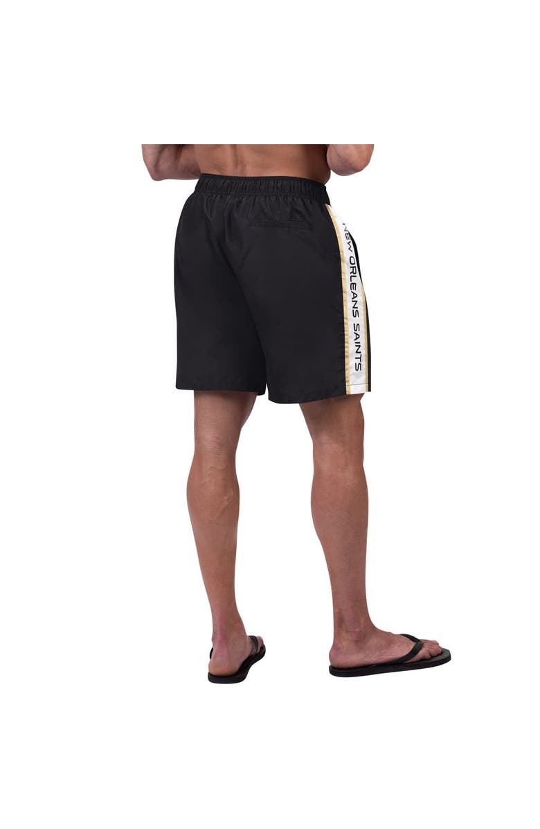 G-III SPORTS BY CARL BANKS Men's G-III Sports by Carl Banks Black New Orleans Saints Streamline Volley Swim Shorts, Alternate, color, 