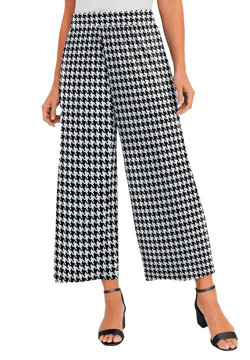 Jessica London Stretch Knit Wide Leg Crop Pant In Multi