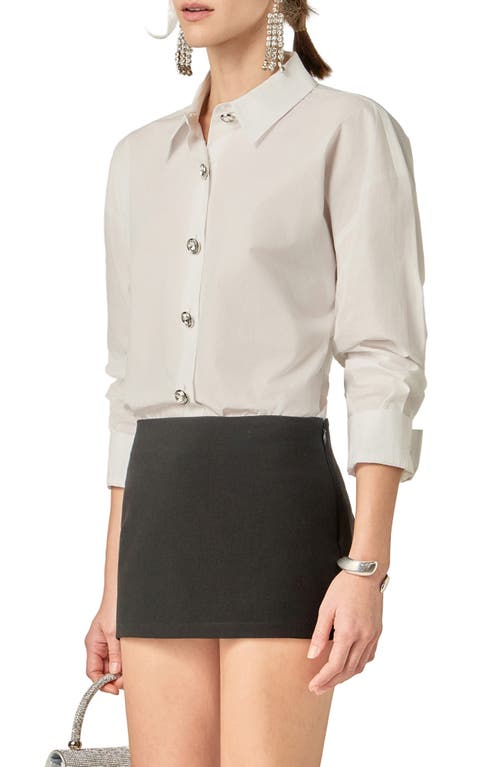 English Factory Oversize Collar Button-up Blouse In White