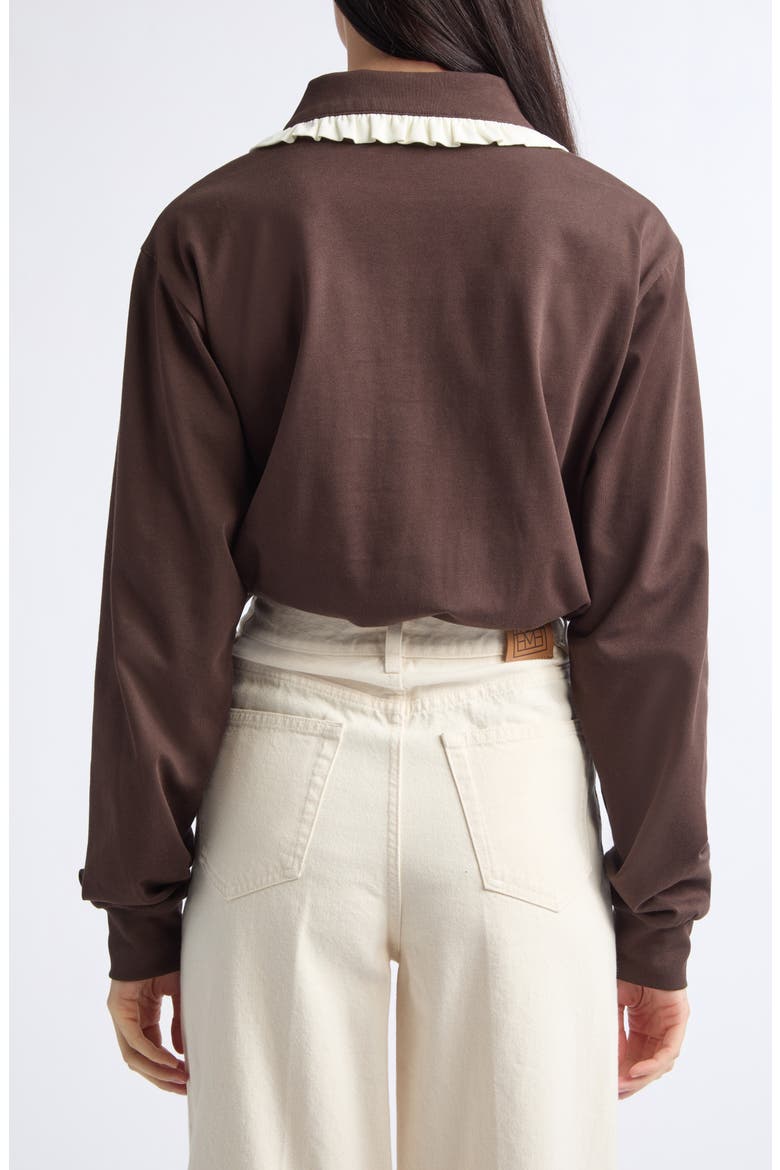 Frank Ruffle Collar Top, Alternate, color, BROWN