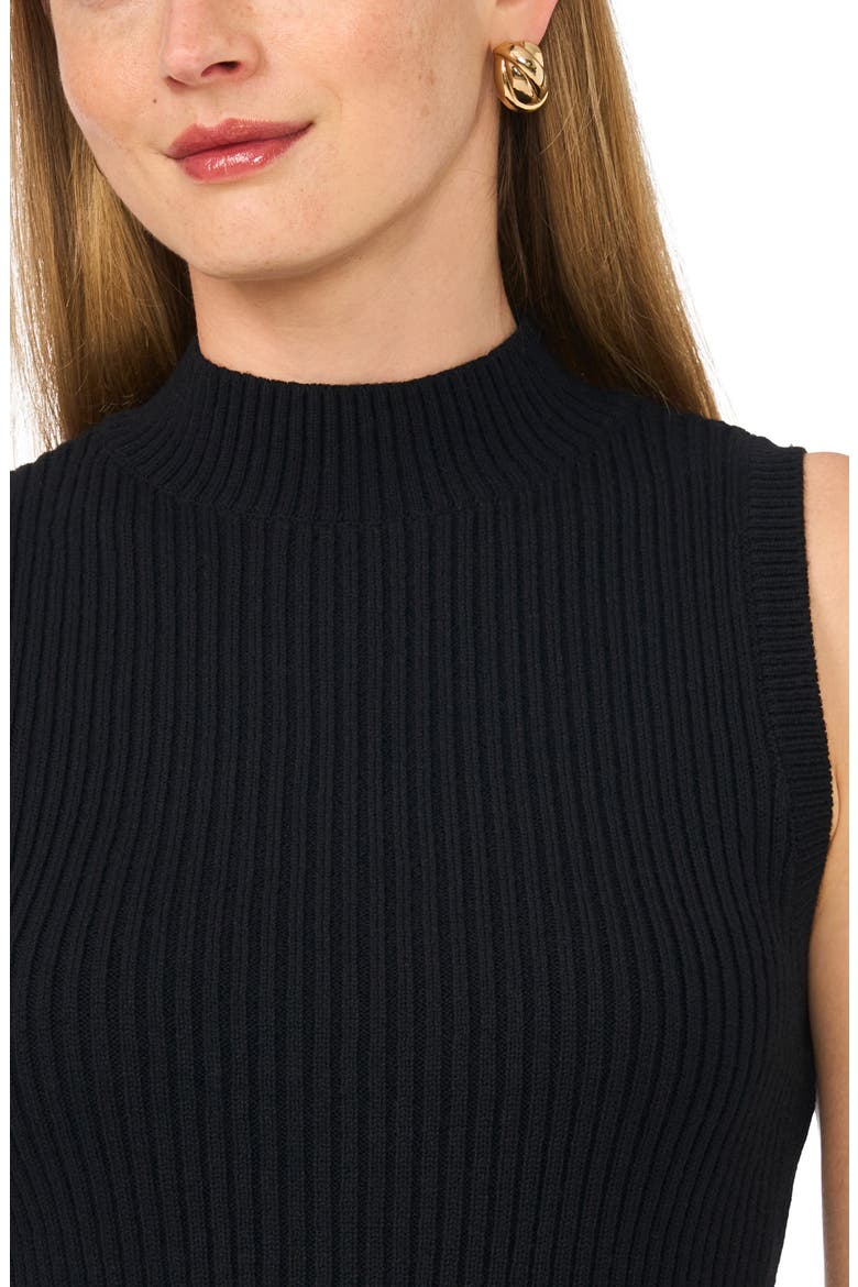 Ribbed Mock Neck Sweater Tank, Alternate, color, RICH BLACK