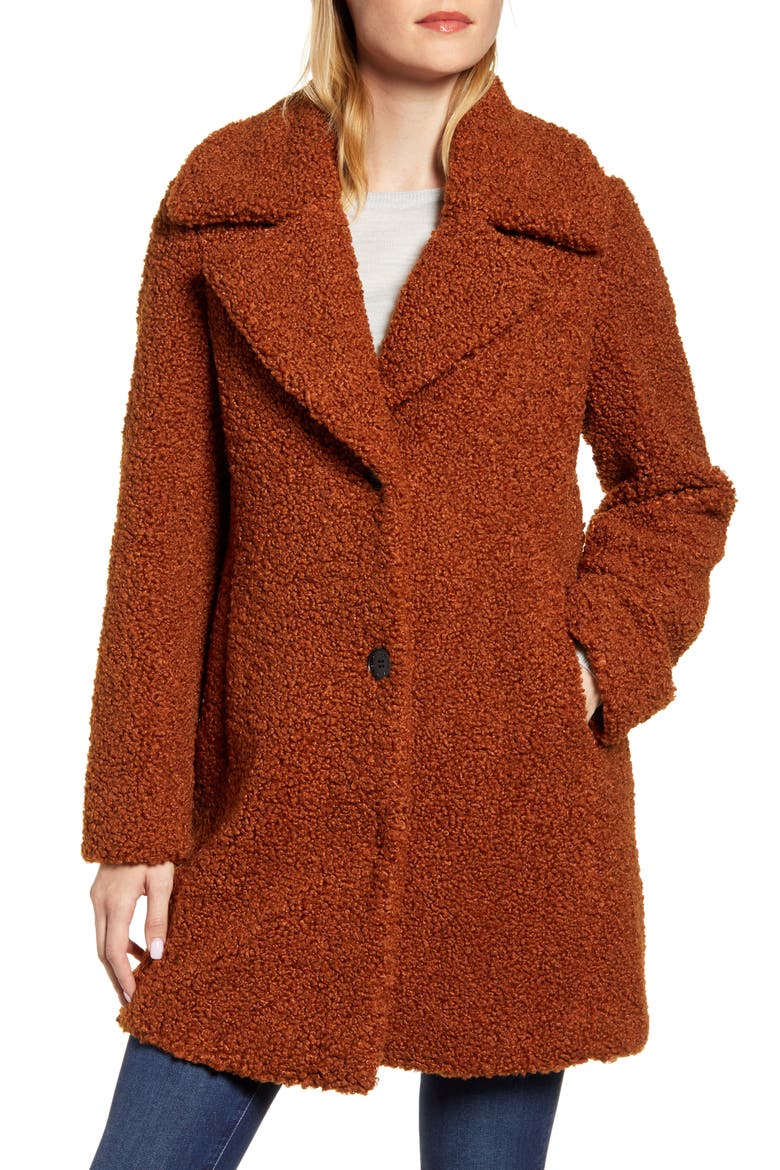 Faux Fur Teddy Coat, Alternate, color, COGNAC