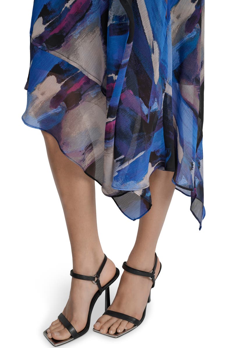 DKNY Sleeveless Asymmetric Midi Dress, Alternate, color, Blue Brush