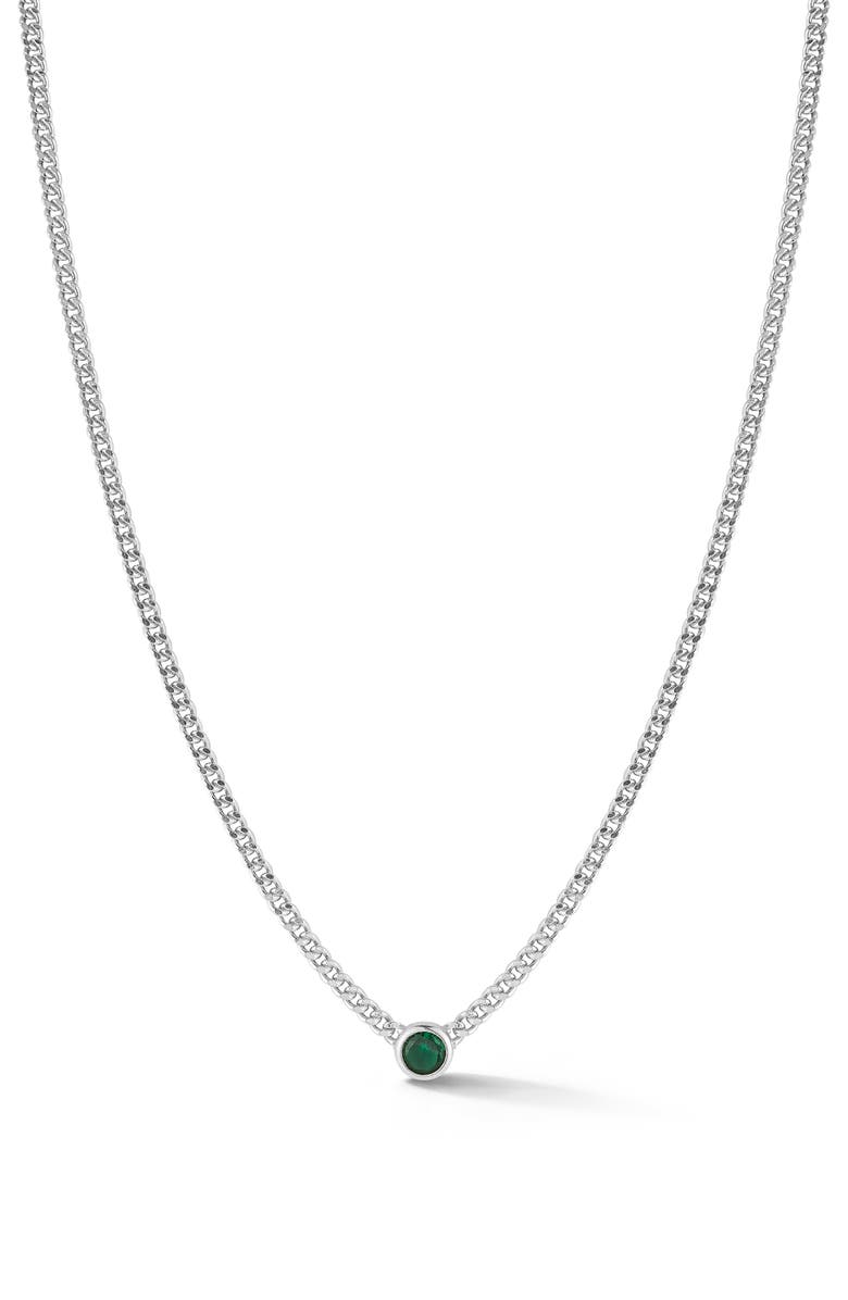 GLAZE JEWELRY Cubic Zirconia Curb Chain Necklace, Main, color, Silver
