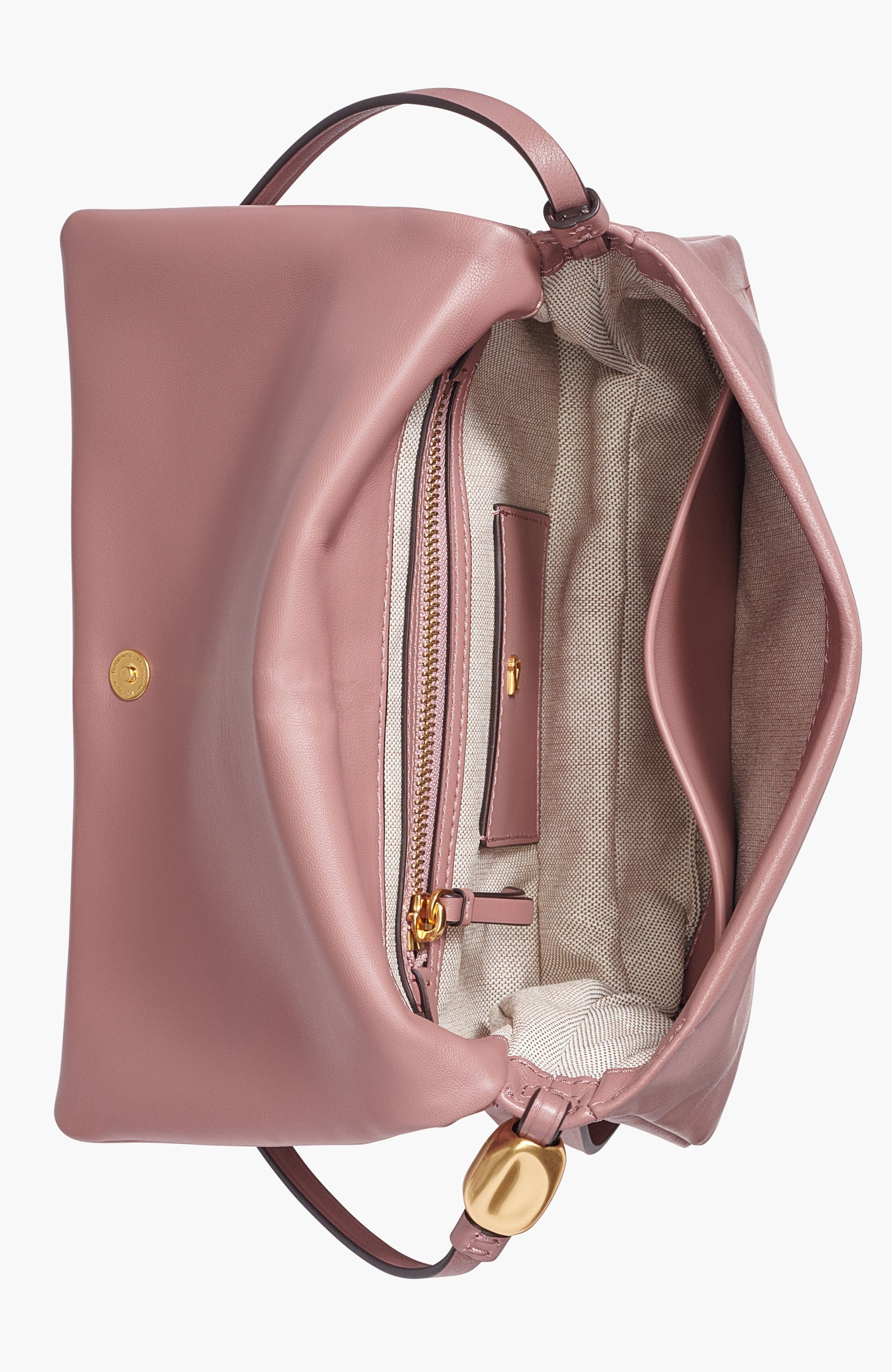 Velvet Flap Shoulder Bag, Alternate, color, Rose Taupe