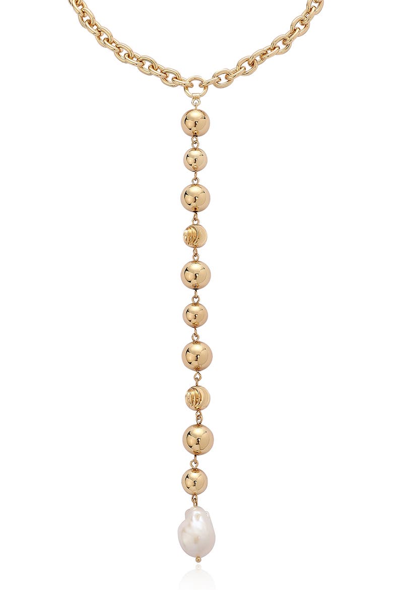 Cultured Freshwater Pearl Deep Drop Y-Necklace, Alternate, color, GOLD