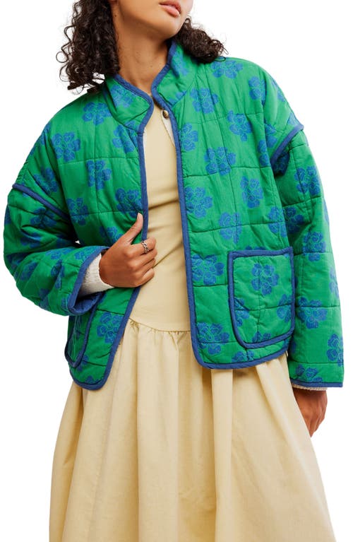Shop Free People Chloe Print Jacket In Grass Combo