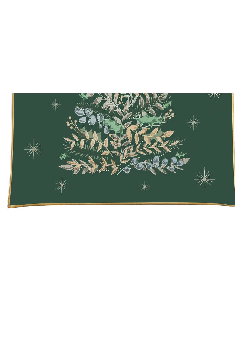 Emerald Christmas Tree Slump Glass Platter, Alternate, color, Green