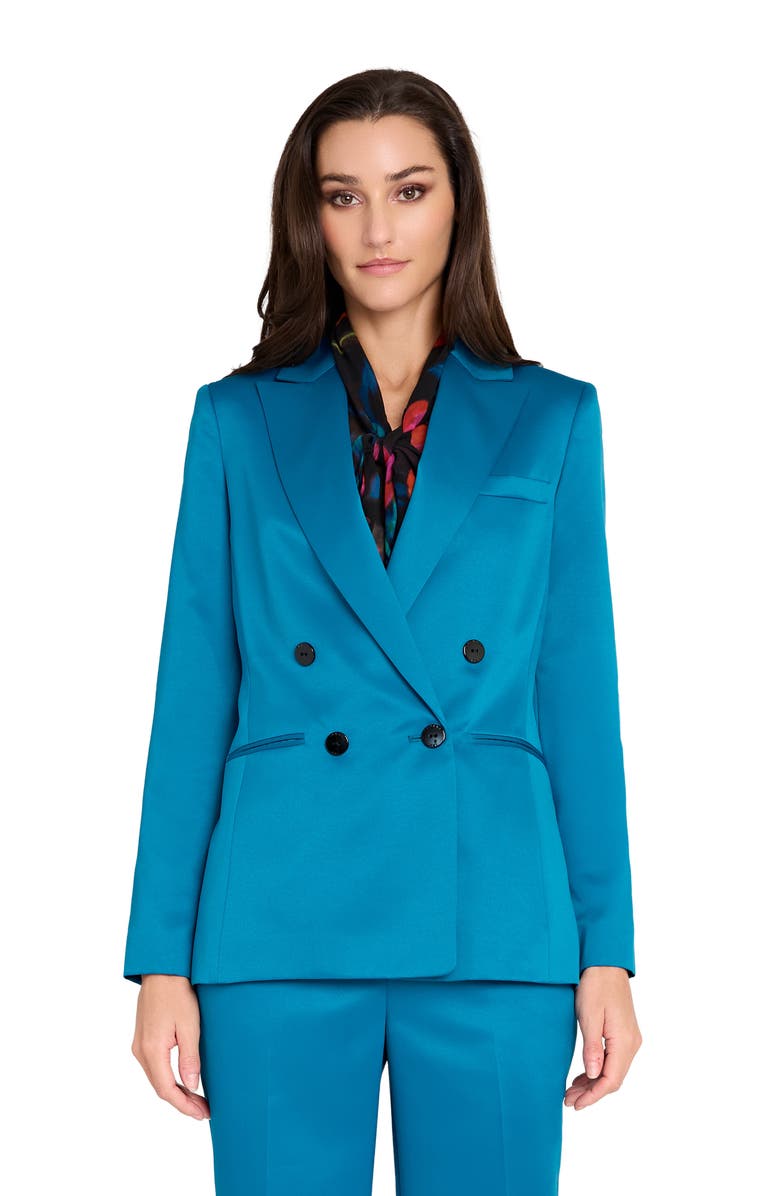 Tahari ASL Floral Bow Neck Chiffon Top, Alternate, color, Black Pink Floral