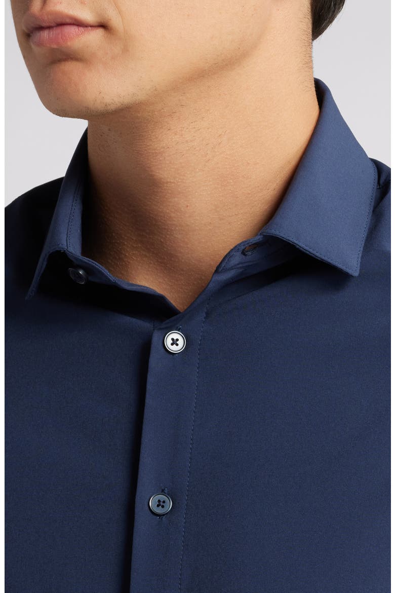Leeward Solid Blue Button-Up Shirt, Alternate, color, NAVY SOLID