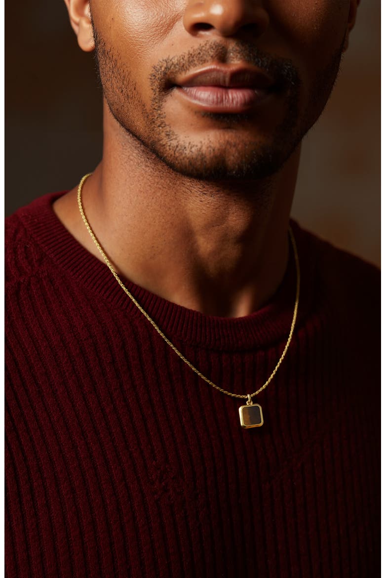 Men's Tiger's Eye Pendant Necklace, Alternate, color, BROWN