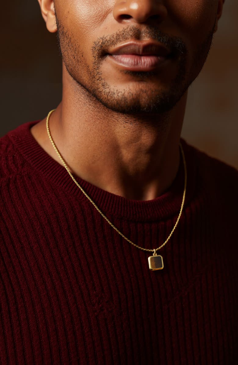 Mr. Ettika Men's Tiger's Eye Pendant Necklace, Alternate, color, Brown