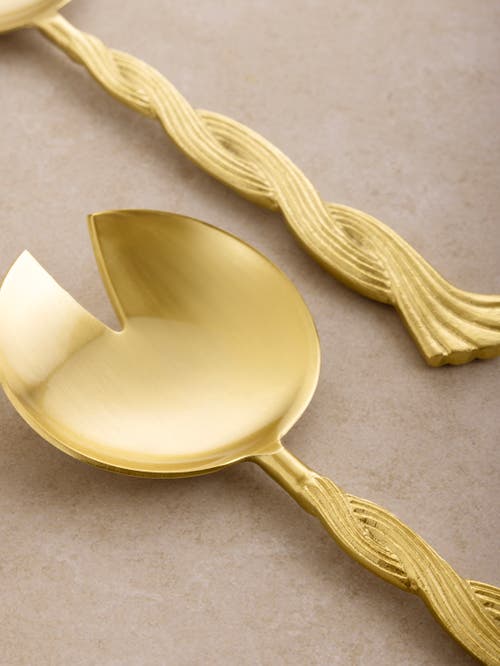 Gauri Kohli Santiago Salad Servers, Set Of 2 In Gold