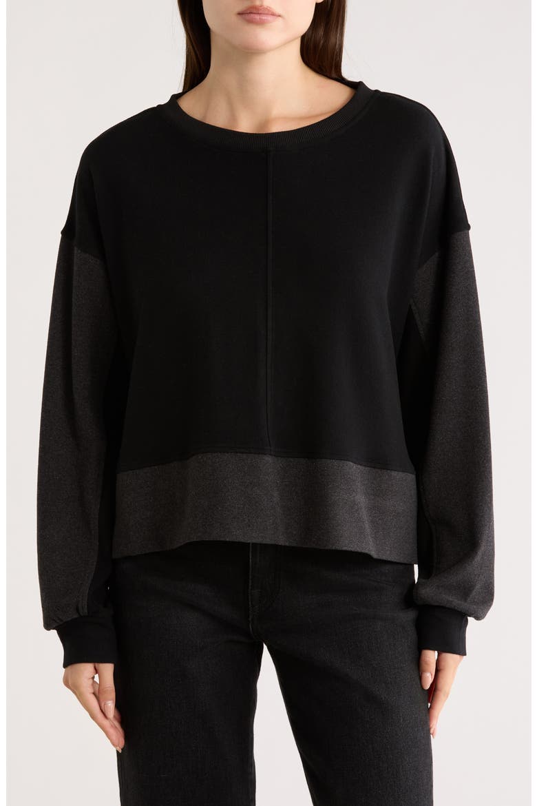 Colorblock Sweatshirt, Main, color, BLACK