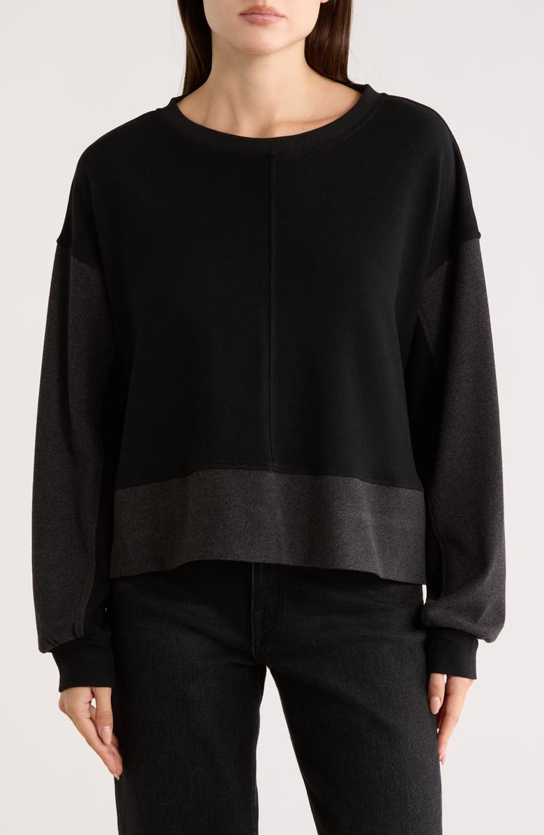 PATRIZIA LUCA Colorblock Sweatshirt, Main, color, Black