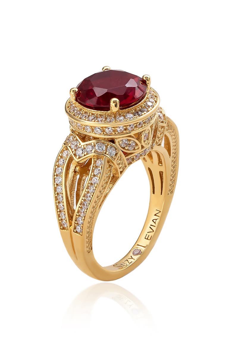 Sterling Silver Cubic Zirconia Engagement Ring, Alternate, color, RED