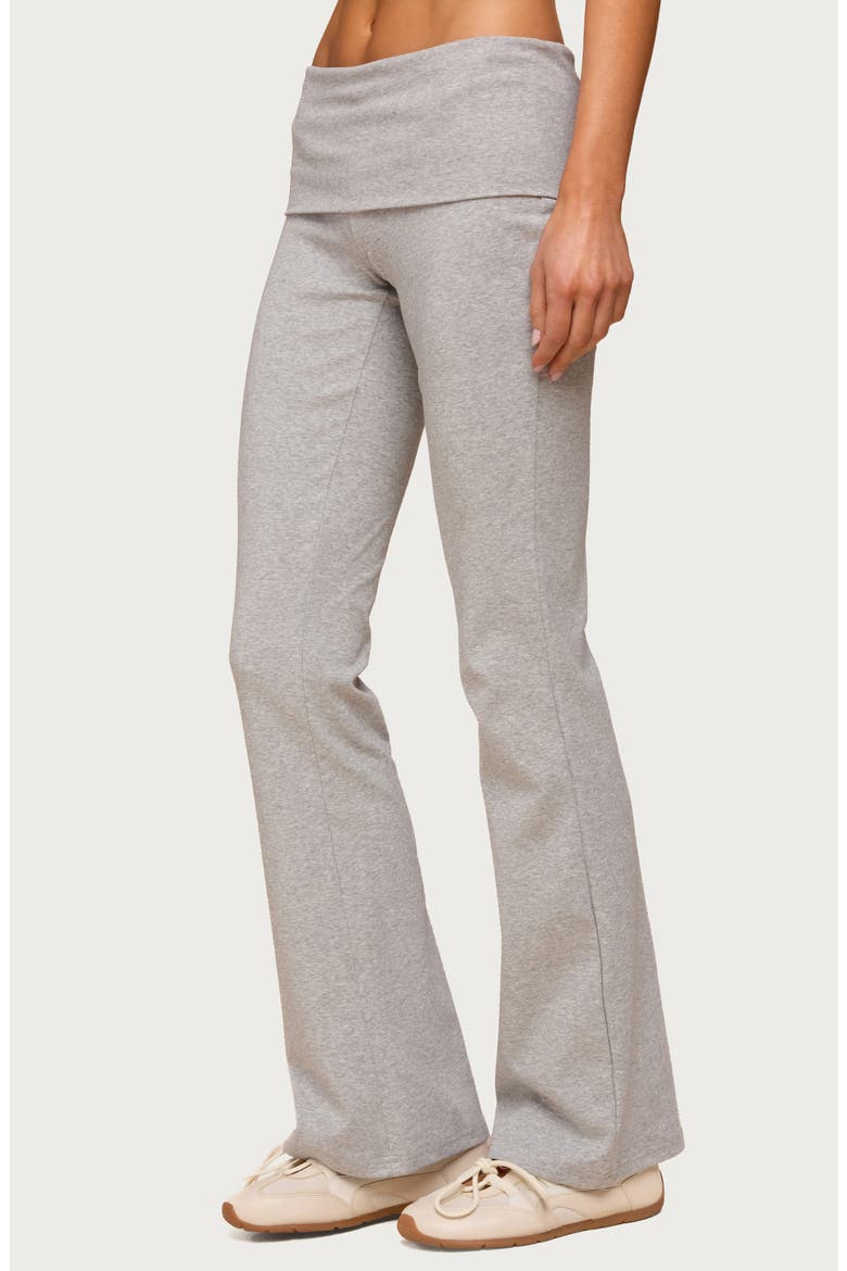 Ivanne Foldover Stretch Cotton Flare Pants, Alternate, color, DARK-GRAY-MELANGE