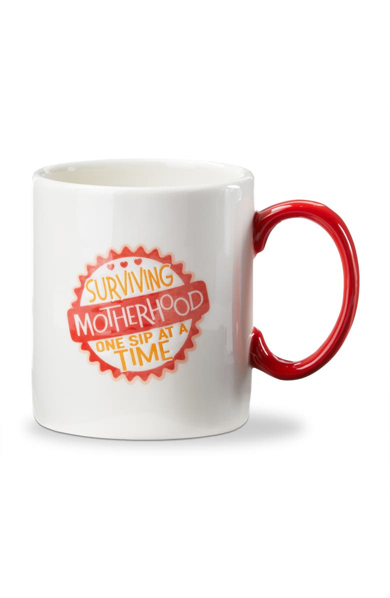 tag Surviving Motherhood One Sip A Time Earthenware Mug Multi 16 oz 3.75x4 in, Main, color, Multicolored