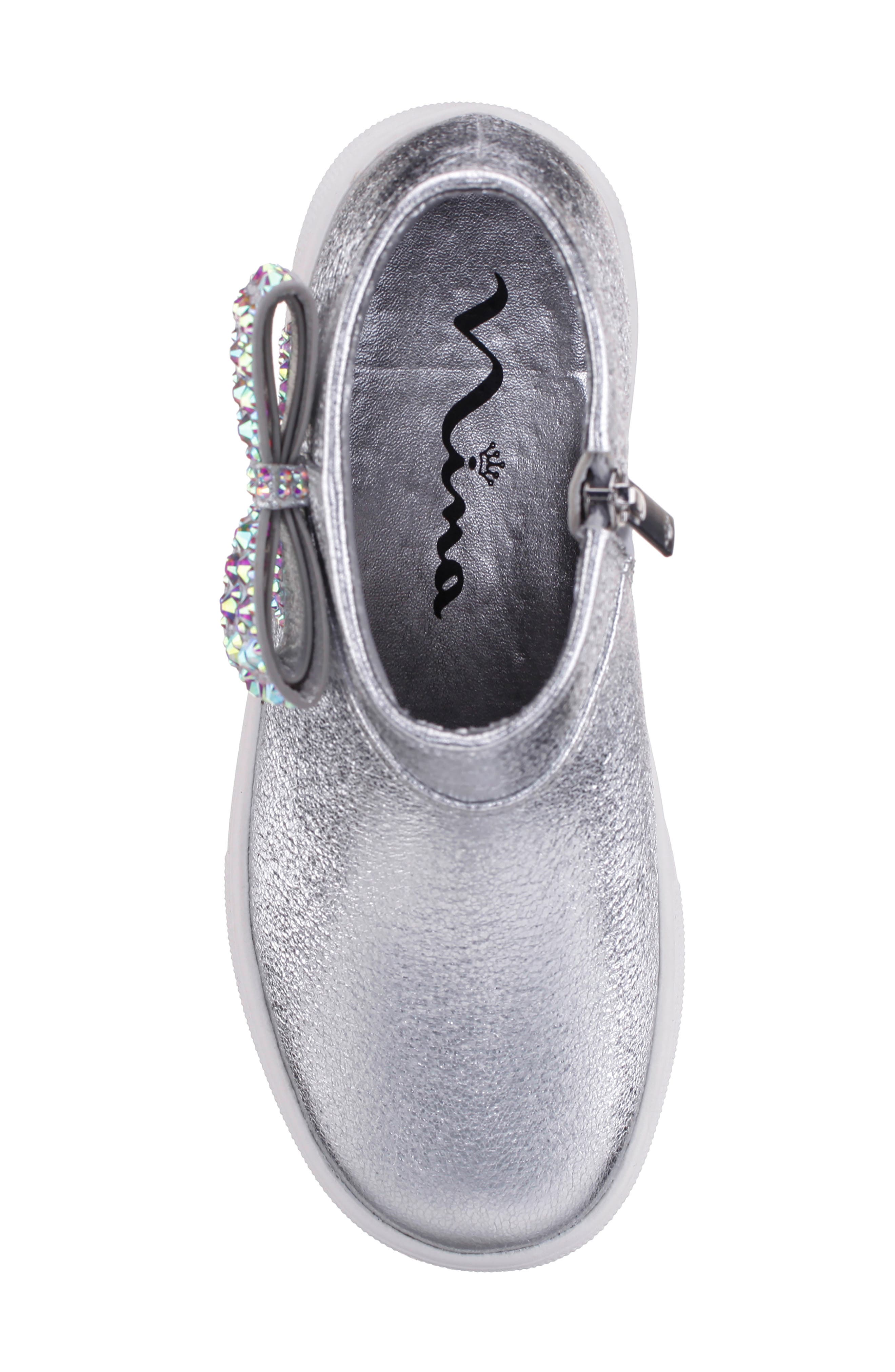 Nina Kids' Gwenny Sneaker, Alternate, color, Silver Crackled Metallic