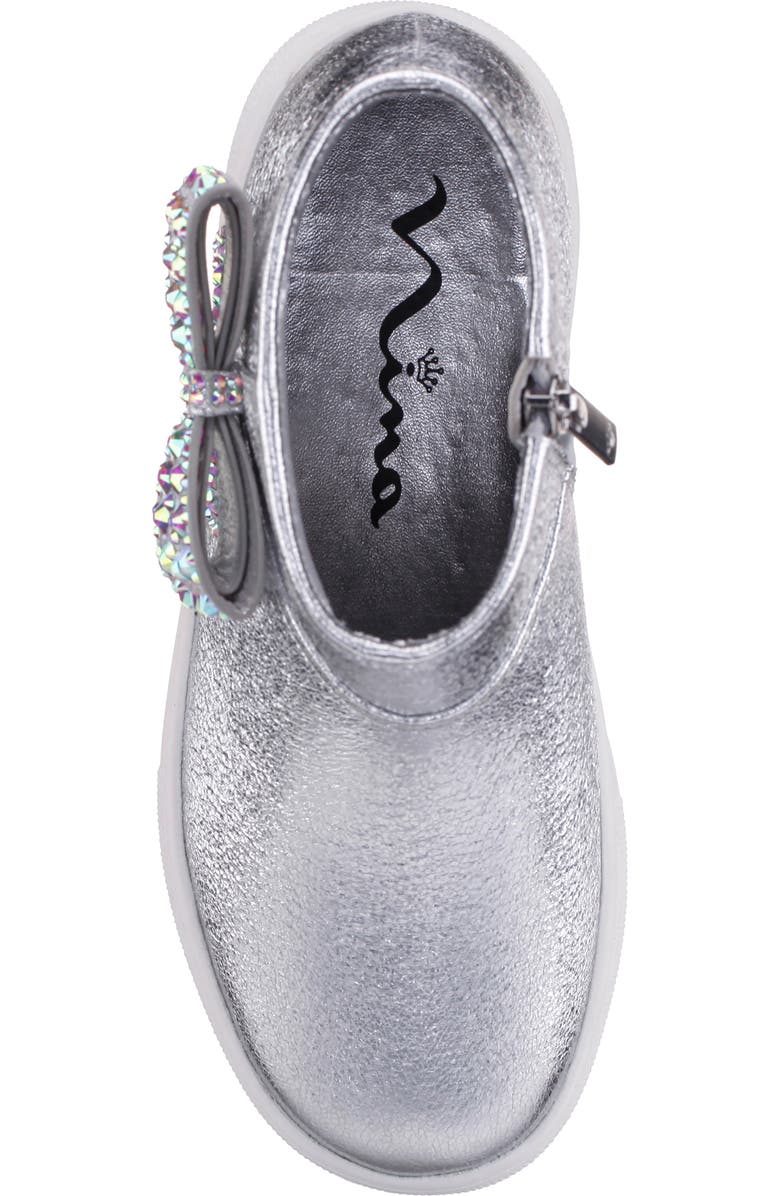 Nina Kids' Gwenny Sneaker, Alternate, color, Silver Crackled Metallic