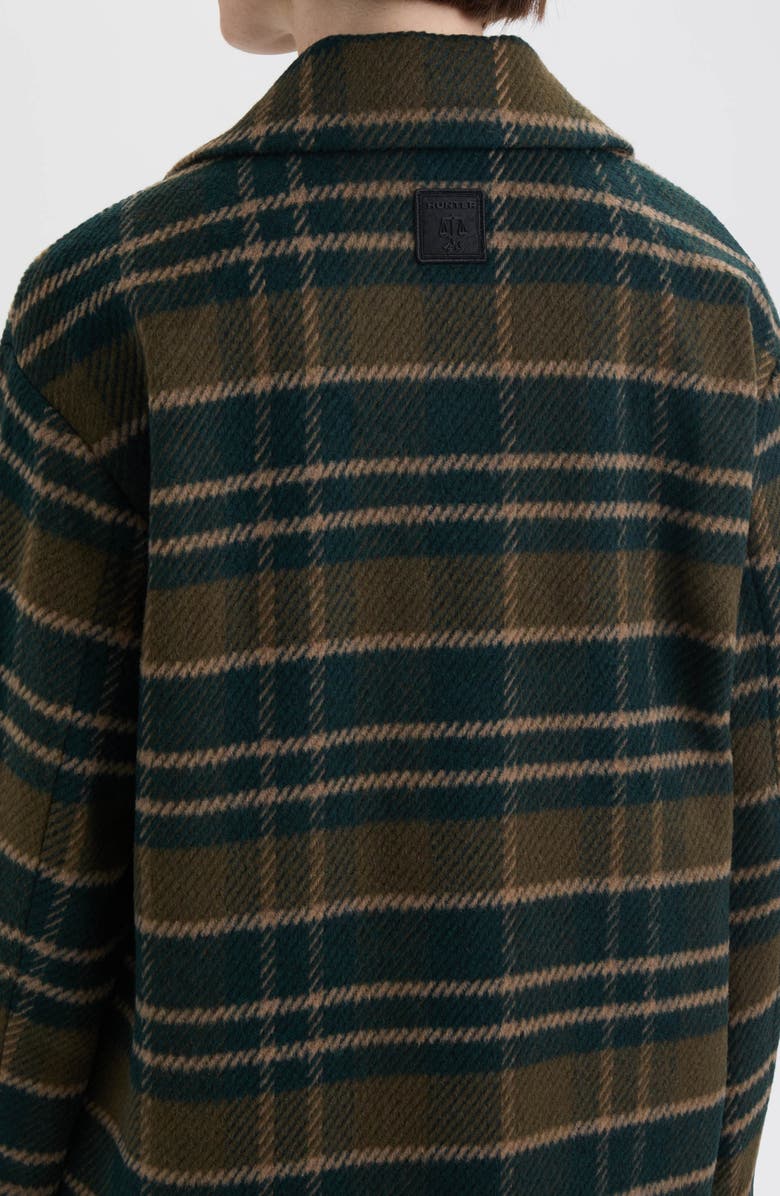 Hunter Carra Brushed Plaid Coat, Alternate, color, Hunter Plaid