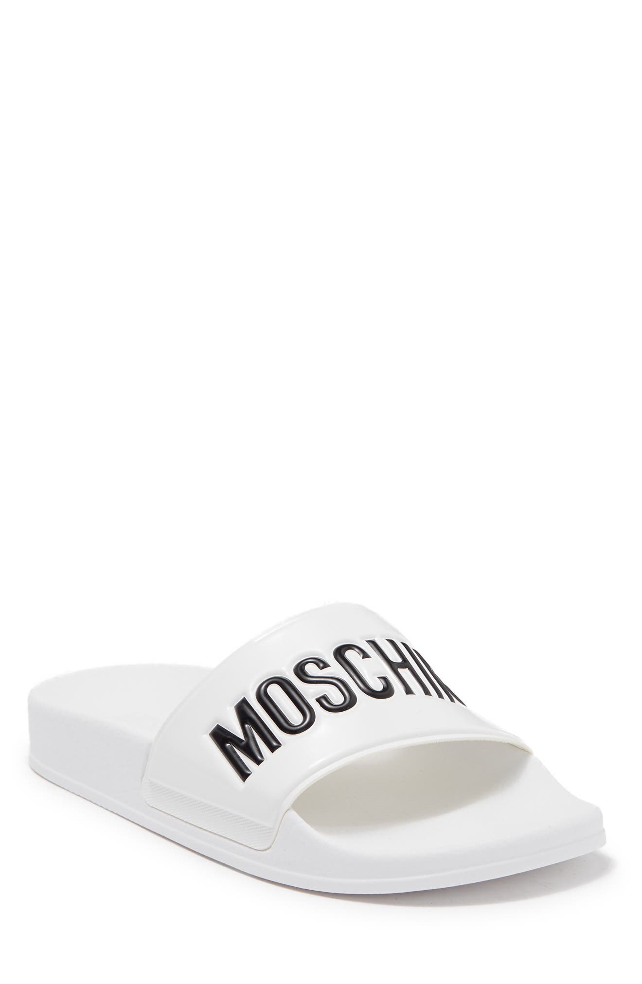 Moschino Logo Slide Sandal, Main, color, 