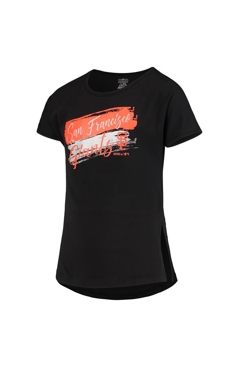 Outerstuff Girls Youth Black San Francisco Giants Brush Stroke Dolman T-Shirt, Alternate, color, 